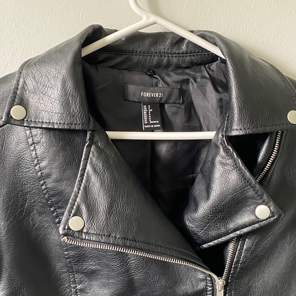 Forever 21 Black Faux Leather Jacket S - Picture 3 of 11